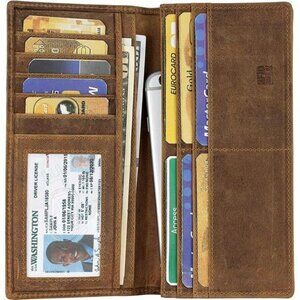 Mou Meraki RFID Blocking Mens Genuine leather Bifold Long Wallet